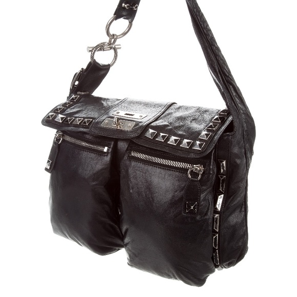 Last Day!MARC JACOBS BLACK STUDDED MESSENGER - Picture 3 of 9